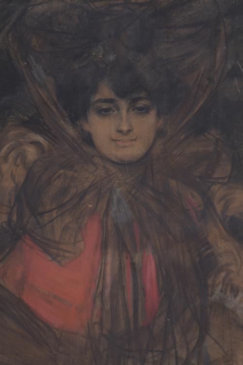 RAMÓN CASAS Y CARBO (1866-1932). "JOVEN SENTADA", ca. 1906-