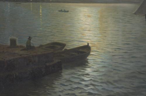 GUILLERMO GÓMEZ GIL (1862-1942). "MARINA NOCTURNA".