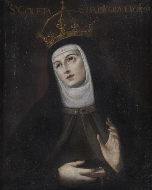 688-17TH-18TH CENTURIES SPANISH SCHOOL. "SAINT COLETA OF CORBIE".