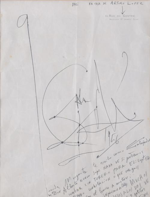 SALVADOR DALÍ I DOMÈNECH (1904-1989). SIGNED DEDICATION, 1956.