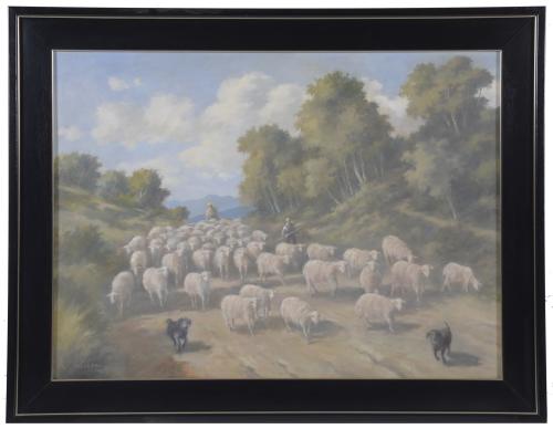 LLUÍS VICTORI ELIAS (1906-1982).  "SHEPHERD WITH HIS FLOCK".