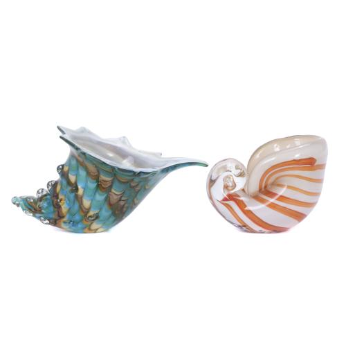 PAIR OF NAUTILUS IN MURANO GLASS.