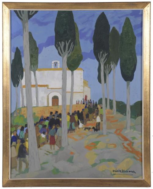 NURIA LLIMONA (1917-2011).  "ON THE WAY TO CHURCH".