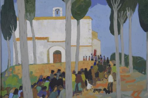 NURIA LLIMONA (1917-2011).  "ON THE WAY TO CHURCH".