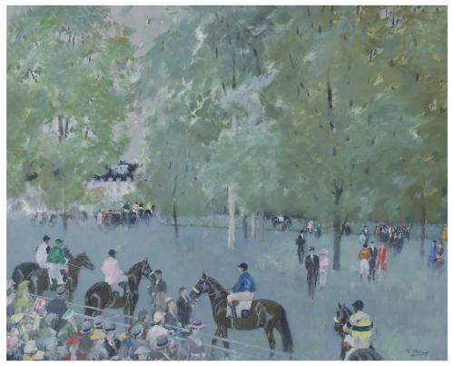 RICARD ARENYS GALDON (1914-1977). "CARRERA DE CABALLOS".