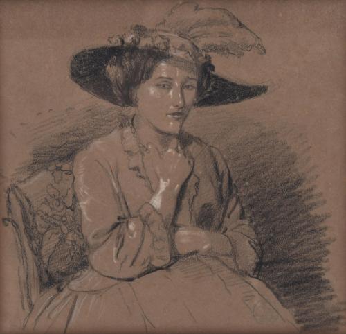 908-19TH-20TH CENTURIES SPANISH SCHOOL. "WOMAN WEARING A HAT".