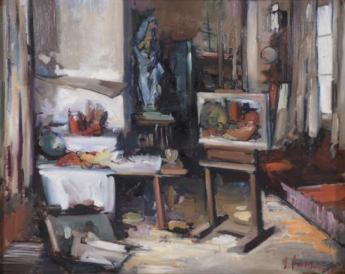 JOAN SERRA MELGOSA (1899-1970). "PAINTER'S STUDIO".