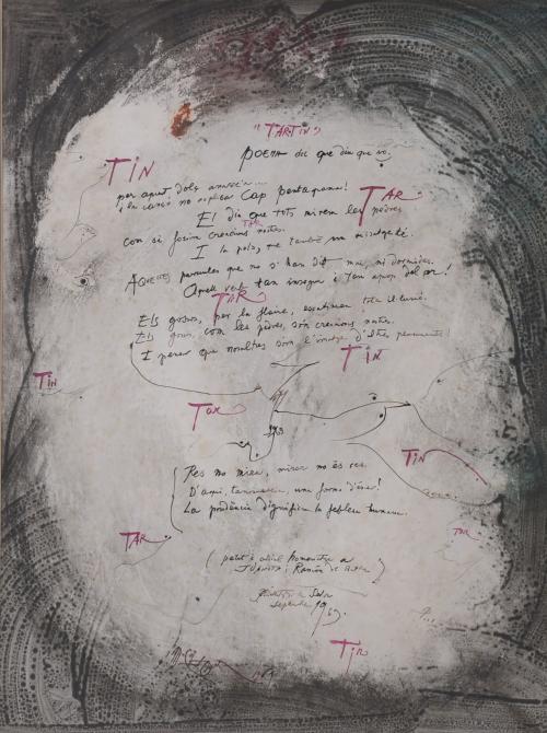 MODEST CUIXART i TÀPIES (1925-2007). Poema y dedicatoria al matrimonio Batlle, 1969.