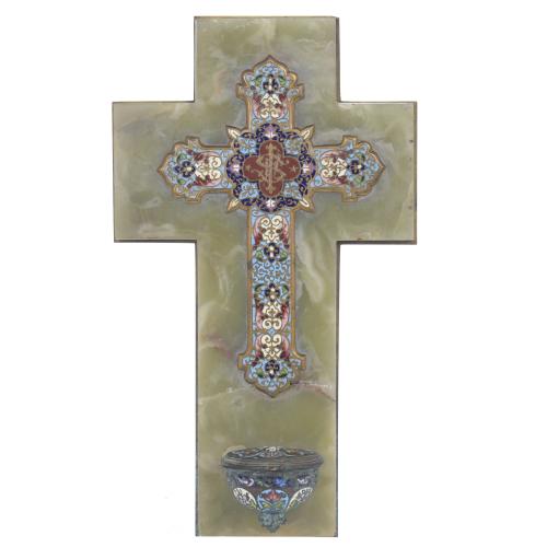 BLESSING STOUP CROSS, EARLY 20TH CENTURY.