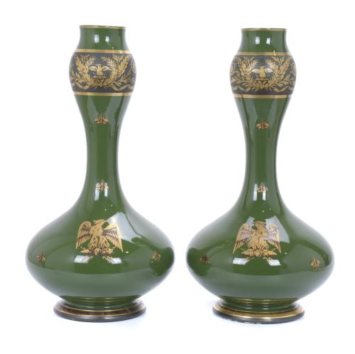 JAGET ET PINON. PAIR OF LARGE VASES IN NAPOLEON III STYLE.