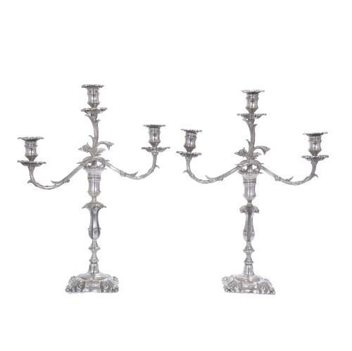 PAIR OF CANDELABRA AFTER MODELS BY CHRISTOFLE.