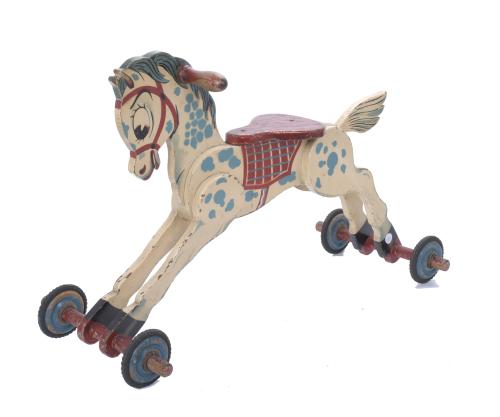 TWO CHILDREN&#39;S TOY HORSES.