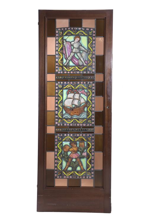 THREE DOORS IN LEADED GLASS, SIGLO XX. 