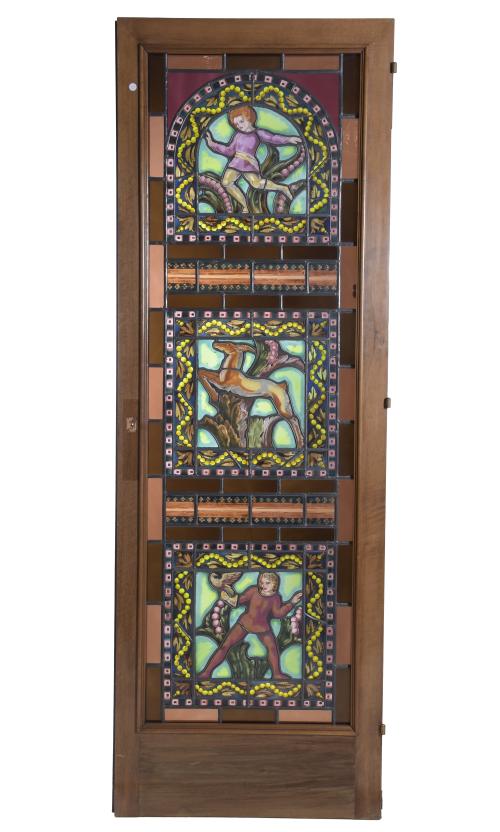 THREE DOORS IN LEADED GLASS, SIGLO XX. 