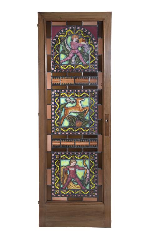 THREE DOORS IN LEADED GLASS, SIGLO XX. 