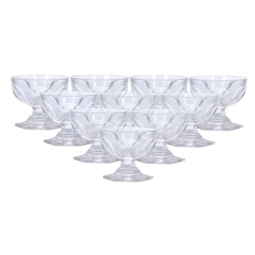 BACCARAT. HARCOURT MODEL, TEN CHAMPAGNE GLASSES.