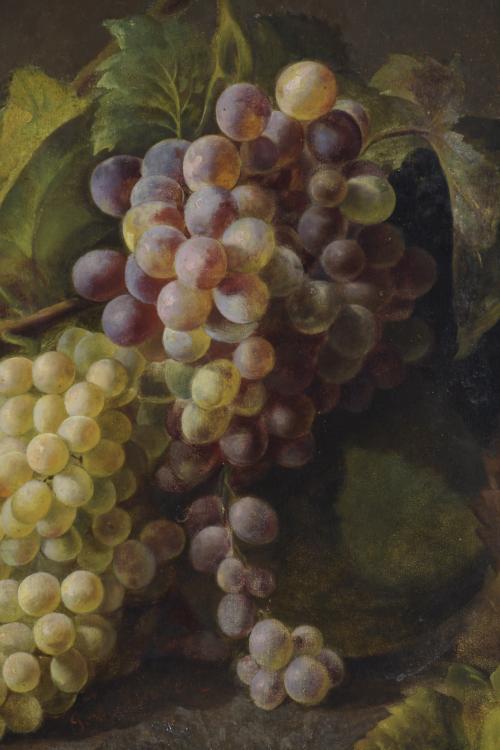 JOSÉ MIRABENT I GATELL (1831-1899) "STILL LIFE WITH GRAPES".