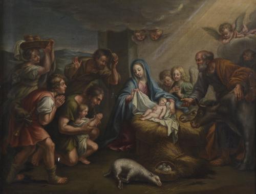 18TH CENTURY, SPANISH SCHOOL. "THE ADORATION OF THE SHEPHERDS".