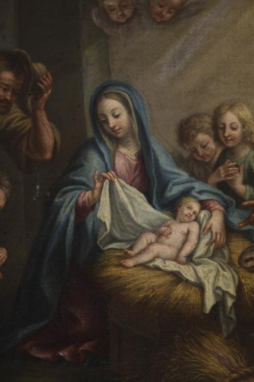 18TH CENTURY, SPANISH SCHOOL. "THE ADORATION OF THE SHEPHER