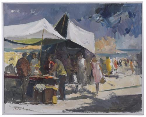 JOSEP MARTÍNEZ LOZANO (1923-2006). "MERCADILLO EN EL PASEO 