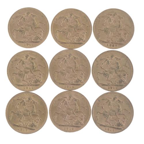 NINE COINS, GEORGE V. 1911-1927.