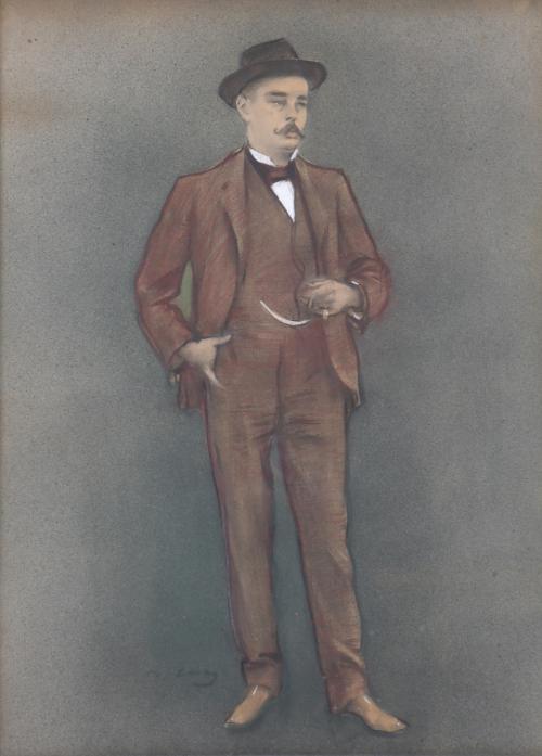 873-RAMÓN CASAS Y CARBO (1866-1932). "RETRATO DE JOAN PONS MOLINS", reconocido ebanista de Barcelona.
