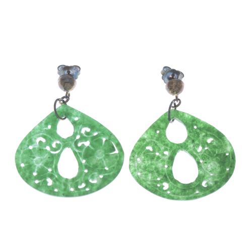 OPENWORK JADE EARRINGS.