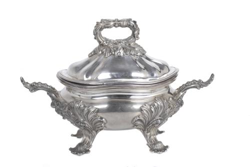 TWO VICTORIAN SILVERY METAL SAUCE BOATS, CIRCA 1880.