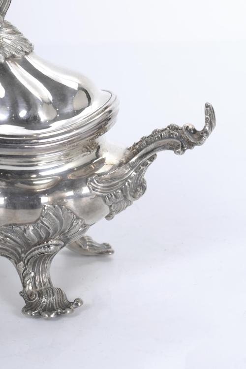 TWO VICTORIAN SILVERY METAL SAUCE BOATS, CIRCA 1880.