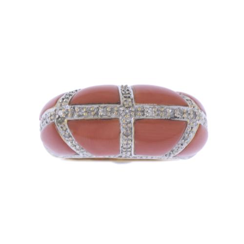 BULGARI-LIKE RING WITH CORAL.