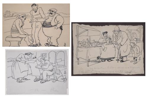 837-GAIETÀ CORNET PALAU (1878-1945). 3 ilustrciones para viñetas.
