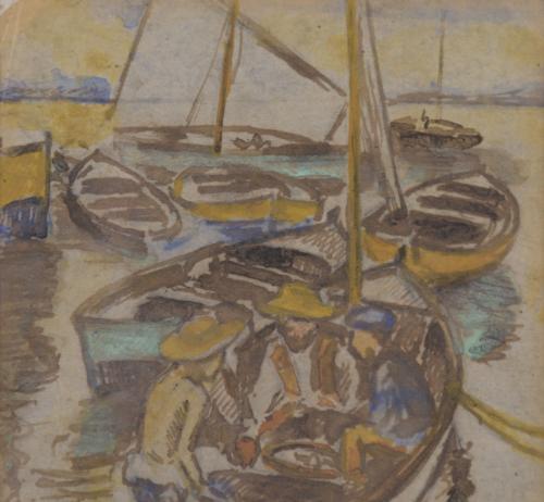 ARCADI MAS I FONDEVILA (1852-1934). "BARCAS Y PESCADORES".