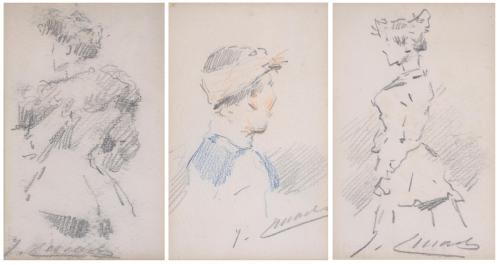 839-JOSEP CUSACHS I CUSACHS (1851-1908). Estudio para figuras femeninas.