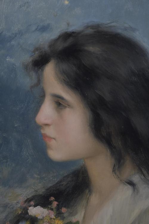 JOAN BRULL VINYOLES (1863-1912) "NIGHT PORTRAIT: GIRL WITH 