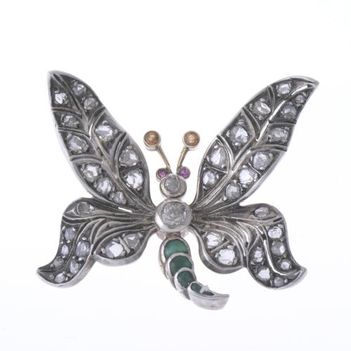 FRENCH BELLE ÉPOQUE FLORAL BROOCH. CIRCA 1900-1910