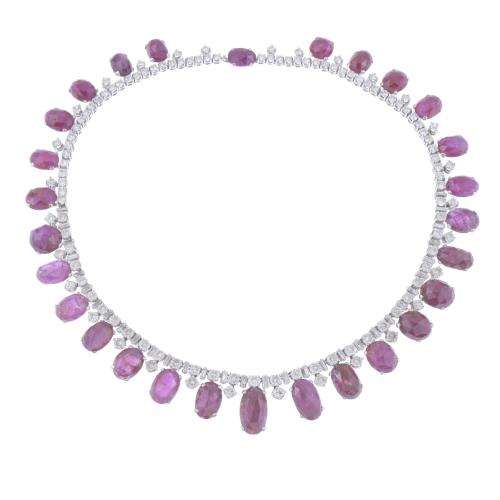 RUBIES AND DIAMONDS NECKLACE. FIRST HALF OF THE 20TH CENTUR