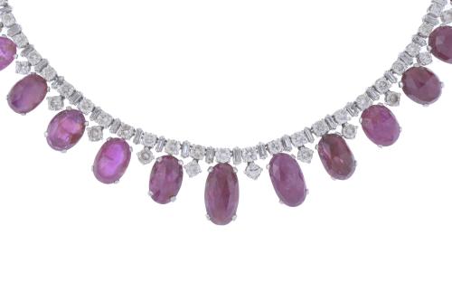 RUBIES AND DIAMONDS NECKLACE. FIRST HALF OF THE 20TH CENTUR