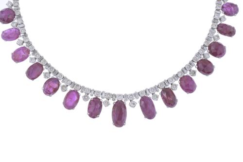 RUBIES AND DIAMONDS NECKLACE. FIRST HALF OF THE 20TH CENTUR