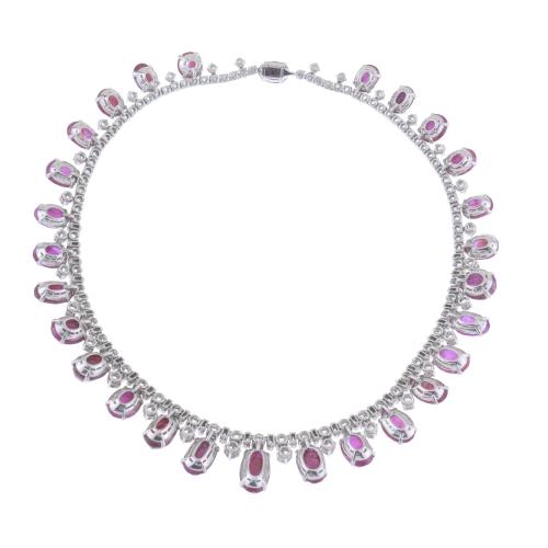 RUBIES AND DIAMONDS NECKLACE. FIRST HALF OF THE 20TH CENTUR