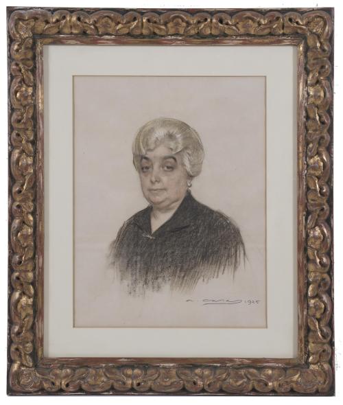 RAMÓN CASAS Y CARBO (1866-1932). "RETRATO SEÑORA", 1925.