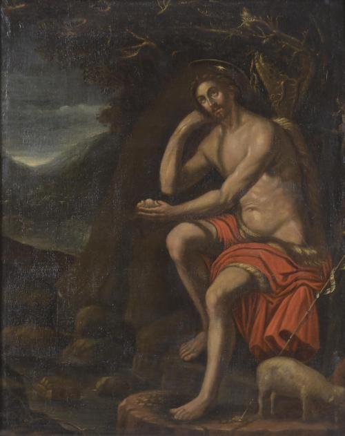 689-17TH CENTURY SPANISH SCHOOL.  "SAINT JOHN THE BAPTIST".