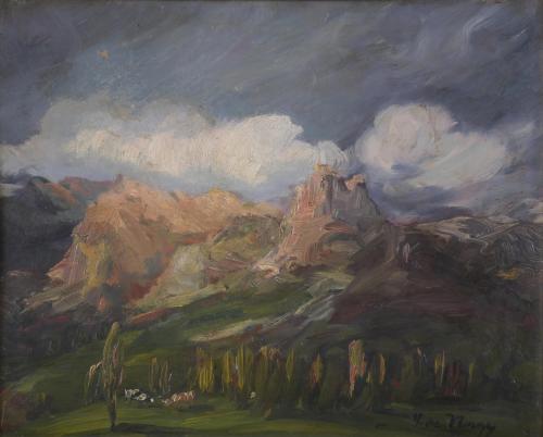 SEGISMUNDO DE NAGY (1872-1932).  "PAISAJE CON MONTAÑAS".