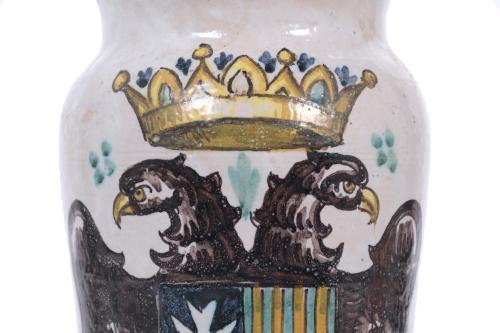 ALBARELO DE CERÁMICA DE TALAVERA, SIGLO XVII.