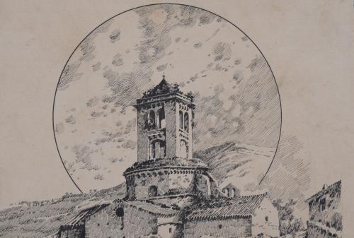 FRANCESC HERNÁNDEZ SANS (1863-1949). "PUEBLO Y LUNA", 1889.