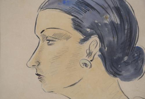 JOSEP GAUSACHS (1889-1959).  "RETRATO FEMENINO DE PERFIL", 