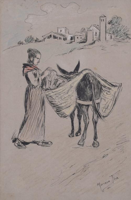 906-MARIANO FOIX (1860-1914).  "JOVEN Y BURRO", 1911.