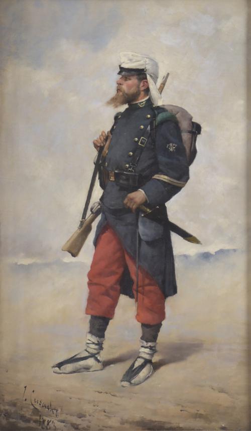 703-JOSEP CUSACHS I CUSACHS (1851-1908). "MILITAR", 1883.