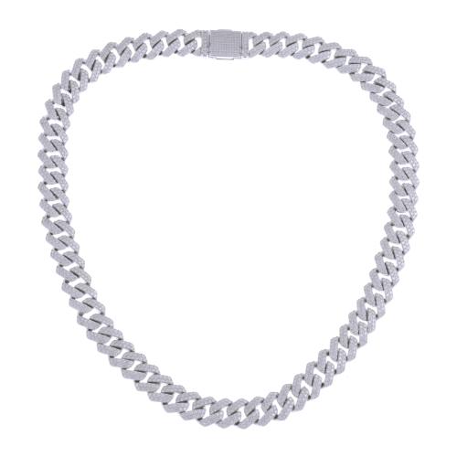 COLLAR DE ESLABONES EN PLATA Y PAVÉ DE MOISSANITAS