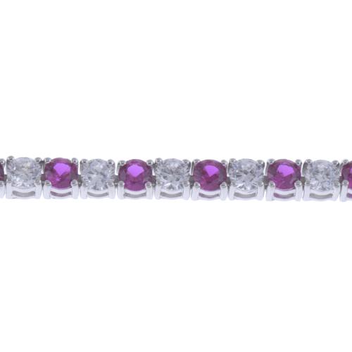 RIVIÈRE BRACELET WITH ZIRCONS AND MORGANITE SIMILE.