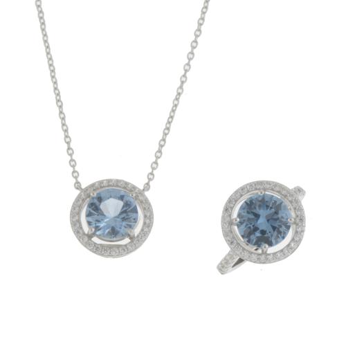 BLUE TOPAZ ROSETTE RING AND PENDANT